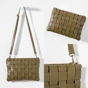 Anthropologie Lindy Woven Clutch bag, green